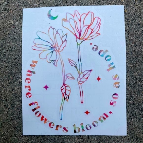 Rainbow Where Flowers Bloom Floral Vinyl Decal | Floral Decal | Bloom Decal - Picture 2 of 6